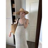 New French Retro-Faded Knitted Sling Dress For French Retro-Dense Knitted Dress