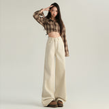 Autumn And Winter Main Push Color Tie High Waist Straight Jeans Trousers & Length Routine
