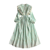 French Sweet Sen Lined Single Buckle Collar Collar Collar With Sleewd Embroidery Dress Female Thin Temperament Fairy Dress