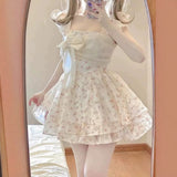 Gentle Floral Sling Skirt French Retro Waist Repair New Square Dress This Year Popular Sweet Women's Clothing