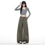 Street Hottie Broad Leg Trousers Design High Street Hanging Jeans Women Trousers Plus Pink Trousers