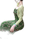 2025 New French Floral Sling Dress Women's Summer Harvest Waist Thin Strapped Long Skirt
