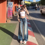 Vintage Hottie Low-Rise Loose Broad-Legged Trousers Spring And Summer Straight Jeans Women's New & Trousers Lengthened