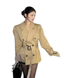 British Wind Kaqi Color Wind Coat Women Spring And Autumn New Temperament Waist Small Coat Fried Street Suit