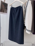 Sanscousian + Goat Wool Temperament Folded Tight Waist After Open Thin Straight Half-Dress Woman Hair This Dress