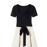 Fang Collar Dress Women's Summer 2025 New French Tea Break Two Black And White To Receive Thin Skirts