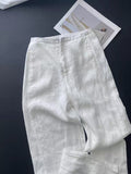 Old Money Style Wear ~ White High-Waist Temperament Simple Hanging Commuting Cotton Straight Broad Leg Pants Women 2025 Summer