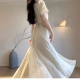 Tea Break French First Love Dress Dress Women's Summer 2025 New Gentle Temperament Unique Beauty Waist A Word Long Dress