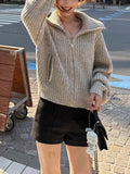 Heavy-Pound Coarse Needle Four-Color Fixed Dye-Cifting Knitted Jersey Women's Autumn Two-Color 1:1 Sweater Coat Woman