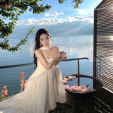 2025 New Oxygen-Permeable Skirt With Romantic Atmosphere Knitted Throbbing Dress Women's High-End Holiday Dress