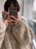 Et-Bunny Fur Coat Women's Winter New Loose Fur Short Top Hoodie / Collar