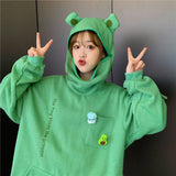 Women's Clothing Korean Version Of The Tide Autumn And Winter Couple Dressed Frogs In The Headwear Women's Hoodie Men's And Women's Hoodie Plus Thicken