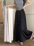 French Acetate-Sense-Faced Fishtail Half-Dress Woman's Summer New High-Waisted Croatous Thin-Skinning A-Word Big Swing Dress