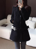 Autumn And Winter Wool Coarse Flowers Retro Waist Coat Showing Thin Hair Coat