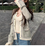 Silver Frost Silver-Gray Mixed Sheep Hair Small Fragrant Set With Knitted Jacket Coat Top