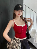 10125# Summer New Pure Desire To Fake Two-Piece Sling Vest Repair Body With Chest Cushions On A Top