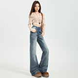 Mike & Blue Cowboy Swear Women 2026 Spring New Reliforce Design Rebar Low-Rise Horned Horned Pants