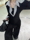 French Retro Fake Two Spliced Long-Sleeved Shirt Women Spring And Autumn New Design Small Shirt Black Top