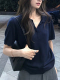 2026 Book Curly Wool Old Money Wind Polo Collar Very Simple And Refreshing Temperament Knitted Shirt Girl Spring