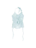 Blue Lotus Leaf Hanging Neck Sling Small Vest Women Summer Body Repair Irregular Beauty Pure Desire Short Coat Wear