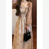 Sweet Style Retro Tea Break Flower Dress In The Early Autumn Of 2025, The New Fake Two Pieces Of Design Niche Do Not Hit
