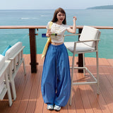 YC& High-Waist Loose Broad Leg Trousers Loose Waist Cutter Spring And Summer Casual Pants Women Summer Thin