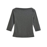 French High-Wisdom Sailing Collar Retro Seven-Sleeve T-Shirt Girl Autumn Hottie Slime Sleeves Blouse