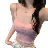 724# Human Cotton Drill Cute Age-Rearing Sling Vest Summer Wear Women Decorate With Chest Mat Inside The Top