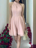 Desire Zurich Pure Desire Hanging Neck Ribbon Dress Women's Summer New Sleeveless Short Dress