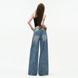 Vintage Summer Heavy Lifting Bamboo Festival Fabrics Casual Loose Broad Leg Drag Jeans