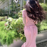 Licoal Temperament Retro Charm Drawstring Wood Lace Lace Tie Girded Girded Lumbar Long Skirt Bottom Dress