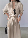 Old Money Style Linen Silk Shirt Women 2026 Spring Leisure Cardigan Temperament Loose Feeling Long-Sleeved Shirt