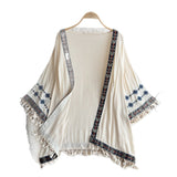 Small-Tropolitic Heavy-Brevel Embroidered Cumcoats Women's Summer Bohemian Holiday Style Loose Outside The Shirt Shawl