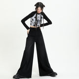 Wash Retro Subculture Black Gray Broad-Legged Jeans Women Sweeping Pants Elephant Leg Trousers Feet On The Feet