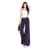 Wave Point Printing Atmosphere Feel Micro-Speaker Women Spring And Summer New High Waist Thin Lazy Leisure Horn Trousers