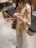 Suspension Wood Tiling Australian Woolen Two-Color Cloak Open Shirt | Lace Skirt | Wool Petals Knitted Skirt