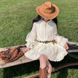 2026 New Retro French Lantern Sleeve Dress Female Atmosphere Feeling Yunnan Travel To Wear Temperament Autumn