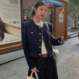 Small Scented Coat Short Model 2025 Long Sleeve Retro Autumn Temperament Round Neck New French Tibetan-Haid Roll Top Lady