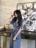 New Women's French Retro Orange Truss Dress Medium Long V To Receive Thin Dress Women's Lace French Elegance