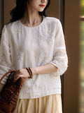 2025 Summer Heavy Industry Lien Nail Embroidery Clear Round Collar Top Lady / Dress Suit