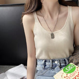 Sling 2026 Summer New Short-Term Slimming Ice Silk Knitted Vest Women Sleeveless Top