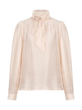 Shirt French Temperament Collar Strap Design Shirt Gentle Wind Simple Silk Top