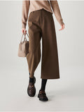 Special Counter Quality 2025 Winter New Fashion Plus Thick Pull Wool Warm Eight-Point Wide Leg Trousers Casual Pants Women Pants