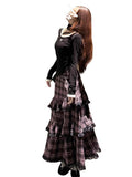 Small Milk Coffee Plaid With Half-Body Dress 2025 Spring And Autumn College Style Shirt + Plaid Dress Two Sets