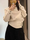 The Collar Irregular Niche Design-Sensitive Slanted Door Slimming Inside A Coat French Retro Striped Shirt For Women