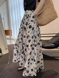 High-Waisted Floral Half-Dress Station 2025 Summer New Chic Korean Loose High-Waist Leisure Long Skirt