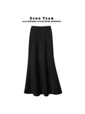 French Acetate-Sense-Faced Fishtail Half-Dress Woman's Summer New High-Waisted Croatous Thin-Skinning A-Word Big Swing Dress