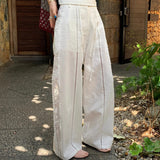 Cotton Tamplicing Embroidery Lace Spliced Casual Trousers With Embroidered Lace Cotton Slacks