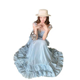 2026 New Niche Skirt Set Blue Slings Half Skirt Loose Vacation Two Sets