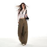 25 Years Of Autumn And Winter New Structuralism High-Waist Loose Baguette Casual Pants Women Brown Curry Trousers